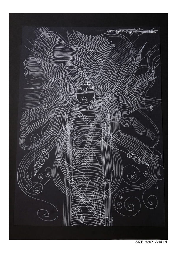 The Surpur Line Art Painting Mixed Media on Paper Unframed (Size: 22 x 16 inches) Artist: Krishna Prakash-Indiehaat