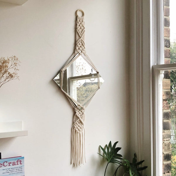 Macrame Diamond Shaped Mirror-Indiehaat