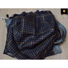 Pure Linen Check Design Handloom Navy Blue Saree with Running Blouse-Indiehaat