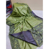 Silkmark Certified Pure Tussar Hand Cutwork Moss Green Saree (Tussar by Tussar Fabric)-Indiehaat