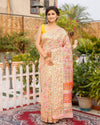 Kashmiri Modal Silk Saree Pastel Pink & Multicolor Color with contrast pallu and blouse - IndieHaat