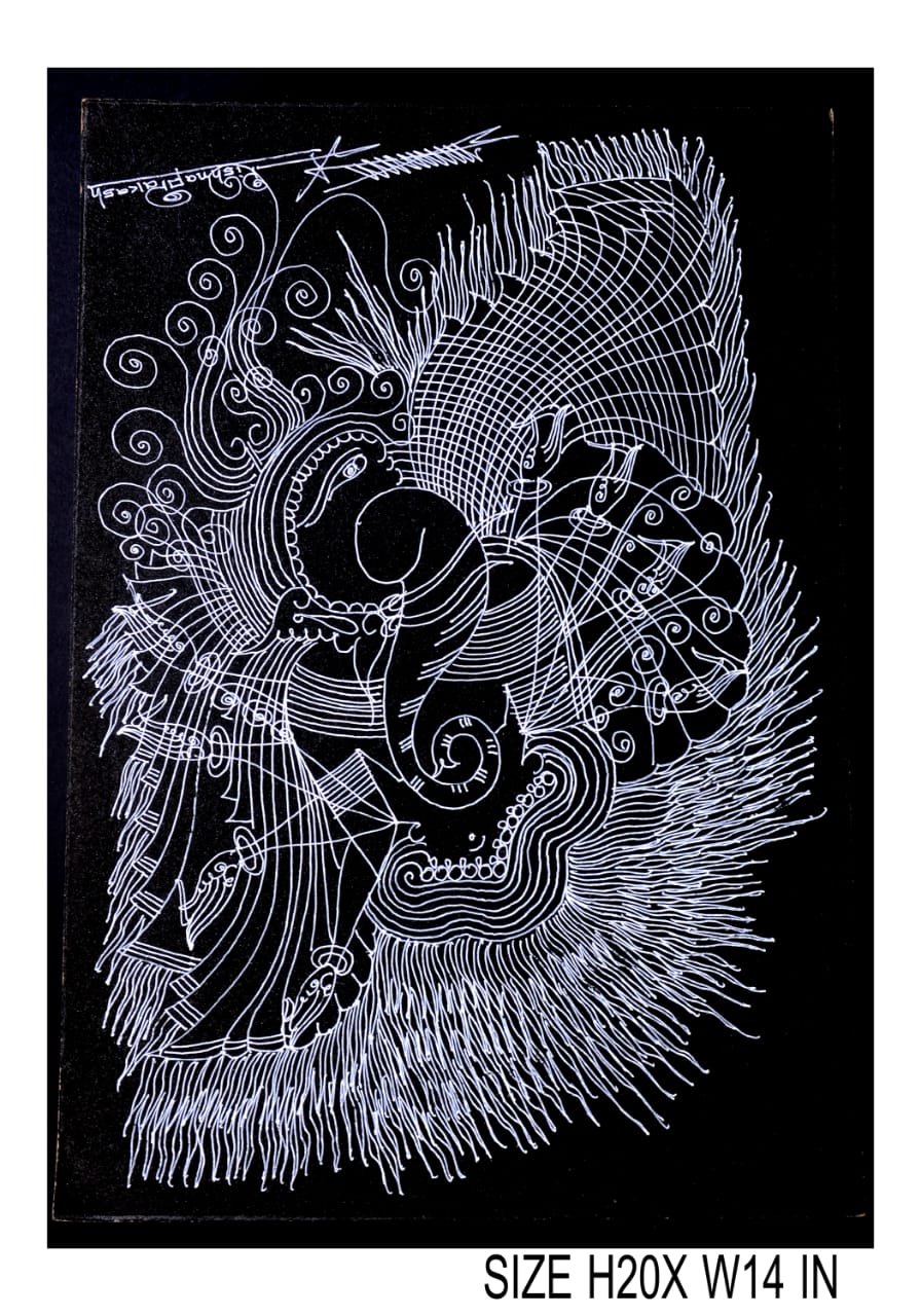 The Surpur Line Art Painting Mixed Media on Paper Unframed (Size: 22 x 16 inches) Artist: Krishna Prakash-Indiehaat