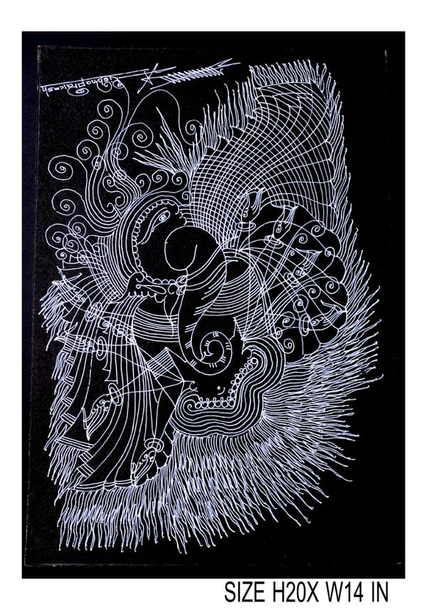 The Surpur Line Art Painting Mixed Media on Paper Unframed (Size: 22 x 16 inches) Artist: Krishna Prakash-Indiehaat