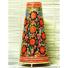 Indiehaat | Flower Kalamkari Handpainted Standing Round Leather Lamp | 17 Inch