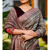 Pure Ghicha Tussar Silk Brown Saree with Running Blouse SilkMark Certified-Indiehaat