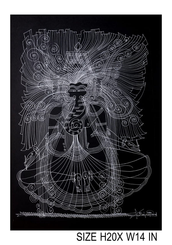 The Surpur Line Art Painting Mixed Media on Paper Unframed (Size: 22 x 16 inches) Artist: Krishna Prakash-Indiehaat