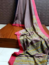 IndieHaat|Cotton Saree Handloom Gray 14% Off