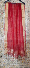 Hand Dyed Pure Organza Red Dupatta-Indiehaat