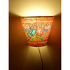 Indiehaat | Peacock Kalamkari Handpainted Wall Mount Leather Lamp | 5.5 Inch