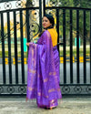 Katan Silk Saree Lavender Color Banarasi Weaves with running blouse - IndieHaat