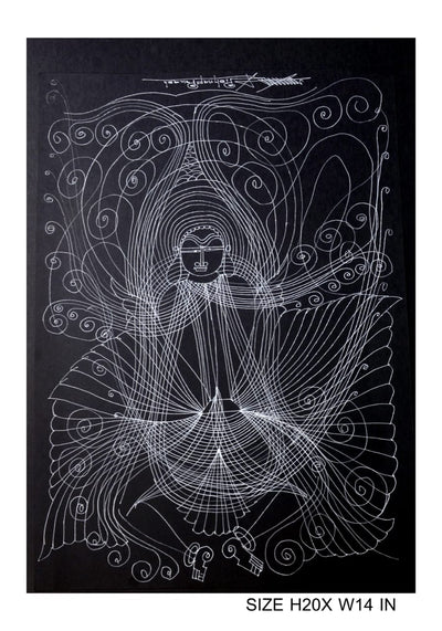 The Surpur Line Art Painting Mixed Media on Paper Unframed (Size: 22 x 16 inches) Artist: Krishna Prakash-Indiehaat