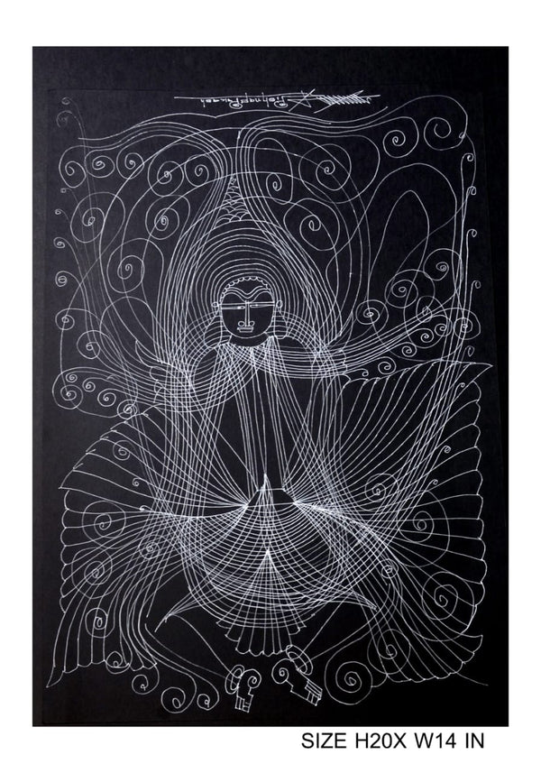 The Surpur Line Art Painting Mixed Media on Paper Unframed (Size: 22 x 16 inches) Artist: Krishna Prakash-Indiehaat