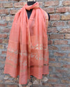 Chanderi Silk Dupatta Pastel Peach Color Applique Work - IndieHaat