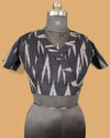 Pure Cotton Blouse Dark Gray Color Ikkat Design - IndieHaat