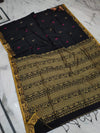 Cotton Saree Handloom Black 12% Off - IndieHaat