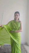 Katan Sap Green Silk Saree Handcrafted