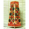 Indiehaat | Flower Kalamkari Handpainted Standing Square Leather Lamp | 17 Inch