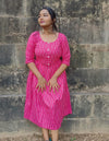 Pure Cotton Dress Ikkat Design Pink 25% Off - IndieHaat