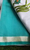 Kota Cotton Saree Embroidred Blue 8% Off - IndieHaat