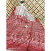 Silkmark Certified Tussar Silk Handloom Handblock Printed White Saree with Blouse-Indiehaat