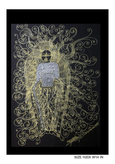 The Surpur Line Art Painting Mixed Media on Paper Unframed (Size: 22 x 16 inches) Artist: Krishna Prakash-Indiehaat