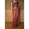 Silkmark Certified Moonga Tussar Rust Red Silk Saree with Running Blouse Handcrafted-Indiehaat