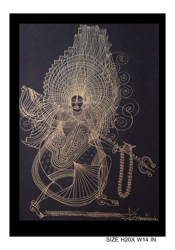 The Surpur Line Art Painting Mixed Media on Paper Unframed (Size: 22 x 16 inches) Artist: Krishna Prakash-Indiehaat