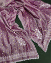 Pure Tussar Silk Dupatta Pastel Purple Color Chikankari and Crochet work - IndieHaat