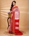 ILKAL Handloom Cotton Silk Saree Rose Pink Color with running blouse - IndieHaat