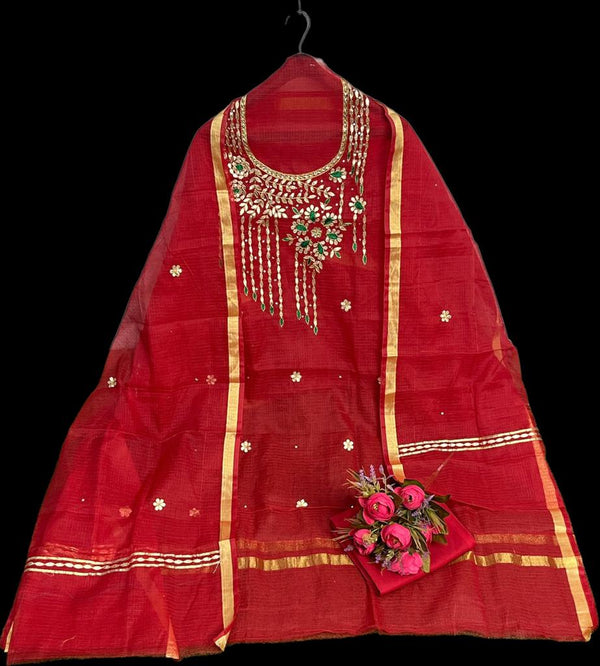 Kota Doria Suit Gota Patti 13% Off - IndieHaat