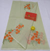 Kota Doria Pale Green Pure Cotton Embroidery Saree With Blouse Handcrafted-Indiehaat