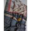 Silkmark Certified Tussar Silk Handloom Handblock Printed Black Saree with Blouse-Indiehaat