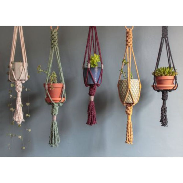 Multicolour Macrame Plant Holder Set Of 5 Pcs-Indiehaat