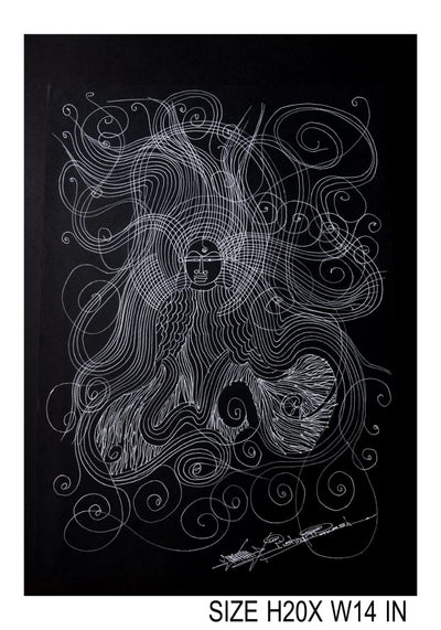 The Surpur Line Art Painting Mixed Media on Paper Unframed (Size: 22 x 16 inches) Artist: Krishna Prakash-Indiehaat