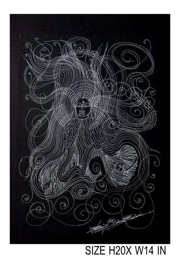 The Surpur Line Art Painting Mixed Media on Paper Unframed (Size: 22 x 16 inches) Artist: Krishna Prakash-Indiehaat