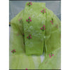 Kota Doria Green Suit Material 2 Piece Embroidered (Only Top and Dupatta)-Indiehaat