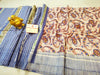 Silkmark Certified Tussar Silk Handloom Handblock Printed Purple Saree with Blouse-Indiehaat