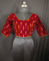 Pure Cotton Blouse Ruby Red Color Ikkat Design - IndieHaat