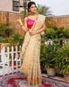 Kashmiri Modal Silk Saree Multi Color with contrast pallu and blouse - IndieHaat