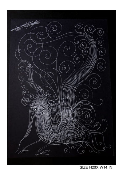 The Surpur Line Art Painting Mixed Media on Paper Unframed (Size: 22 x 16 inches) Artist: Krishna Prakash-Indiehaat