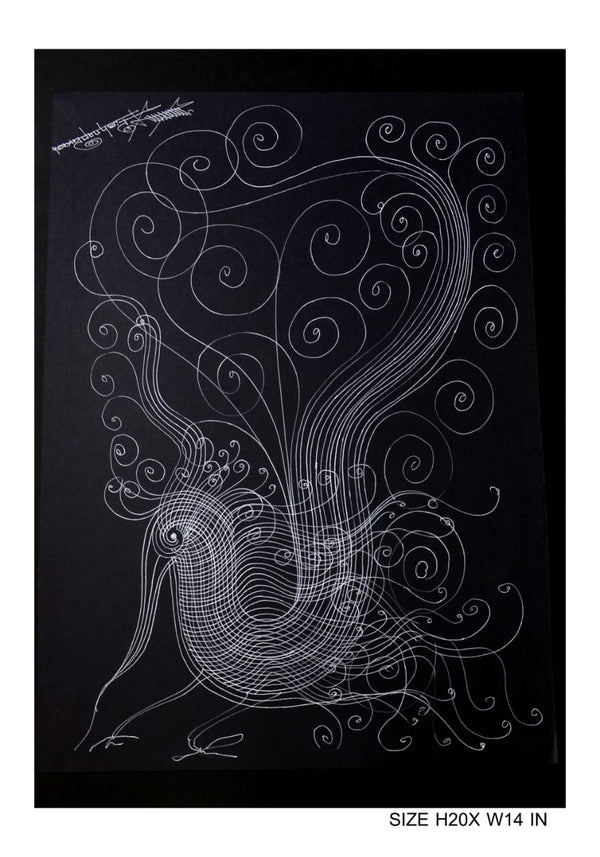 The Surpur Line Art Painting Mixed Media on Paper Unframed (Size: 22 x 16 inches) Artist: Krishna Prakash-Indiehaat