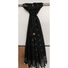 Hand Dyed Slub Linen Black Dupatta-Indiehaat