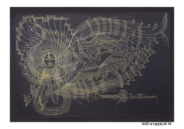 The Surpur Line Art Painting Mixed Media on Paper Unframed (Size: 22 x 16 inches) Artist: Krishna Prakash-Indiehaat