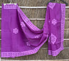 Organdy Cotton Saree Applique work Deep Lilac Violet Colour with running blouse-Indiehaat