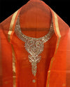 Kota Doria Suit Gota Patti Orange 14% Off - IndieHaat