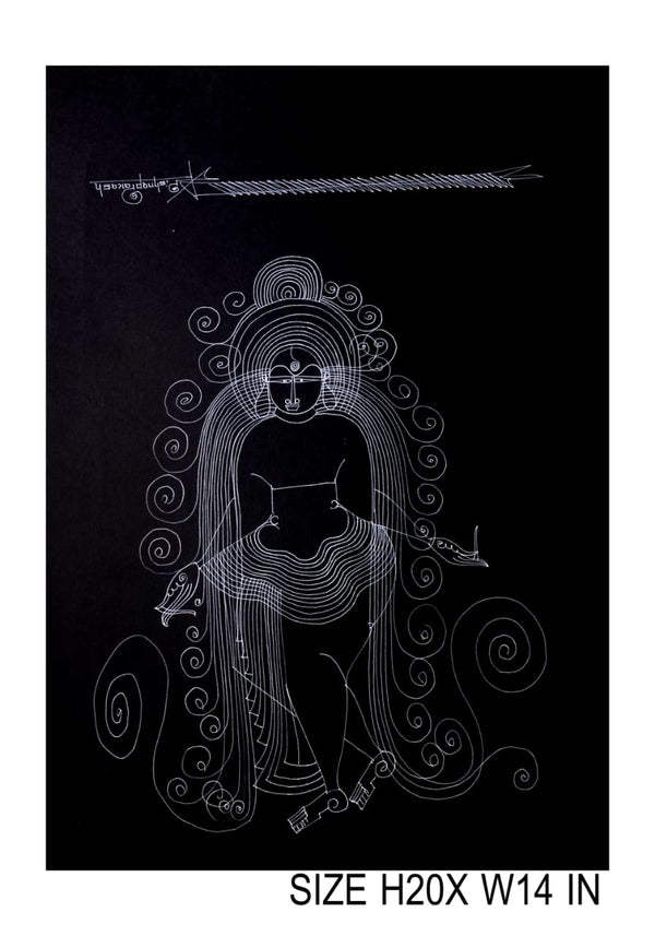 The Surpur Line Art Painting Mixed Media on Paper Unframed (Size: 22 x 16 inches) Artist: Krishna Prakash-Indiehaat