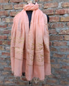 Chanderi Silk Dupatta Pastel Peach Color Applique Work - IndieHaat