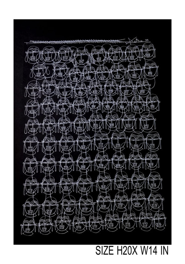 The Surpur Line Art Painting Mixed Media on Paper Unframed (Size: 22 x 16 inches) Artist: Krishna Prakash-Indiehaat