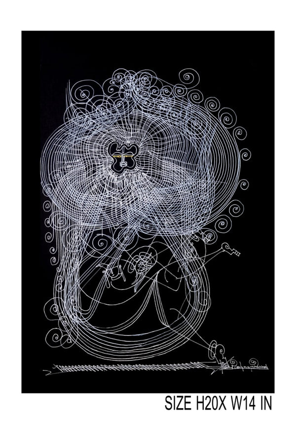 The Surpur Line Art Painting Mixed Media on Paper Unframed (Size: 22 x 16 inches) Artist: Krishna Prakash-Indiehaat