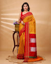 ILKAL Handloom Cotton Silk Saree Gajari Color with running blouse - IndieHaat